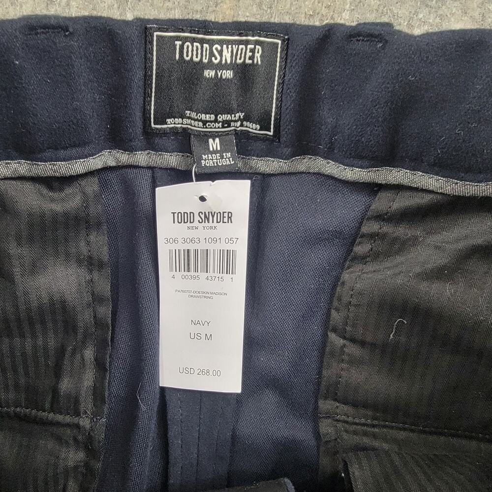 Todd Snyder Italian Doeskin Madison Trouser size M Navy Blue Drawstring NWT - Picture 8 of 12